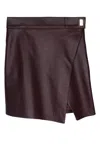 Elisabetta Franchi Leather Wrap Miniskirt Gold-tone Hardware In Burgundy