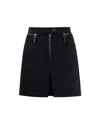 Elisabetta Franchi Black Double Crepe Skirt With Zip In Black