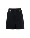 Elisabetta Franchi Black Double Crepe Skirt With Zip In Black