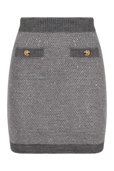 Elisabetta Franchi Gonna In Maglia Con Paillettes Traducendo Dallitaliano Allinglese Diventa: Sweater With Sequins. In Gray