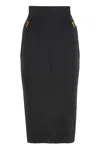 Elisabetta Franchi Gonna In Stretch Fabric With Jewel Logo In Black