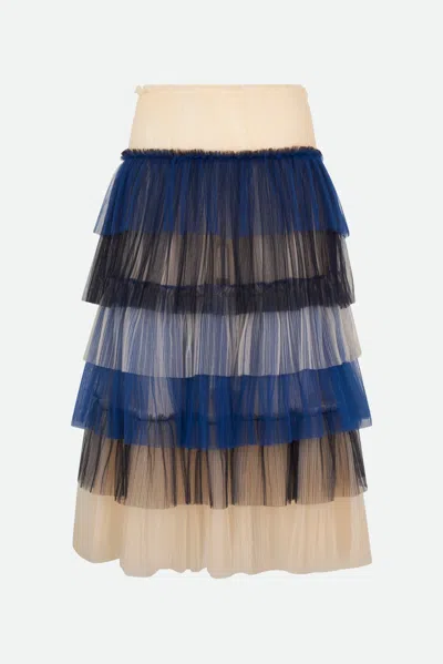 Elisabetta Franchi Gonna In Tulle Cobalto In Multicolore