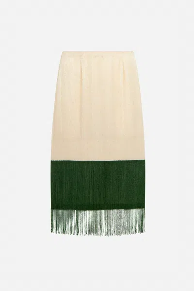 Elisabetta Franchi Gonna Midi Bianca E Verde In Multicolore