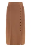 Elisabetta Franchi Gonna Midi In Maglia Traspirante In Brown