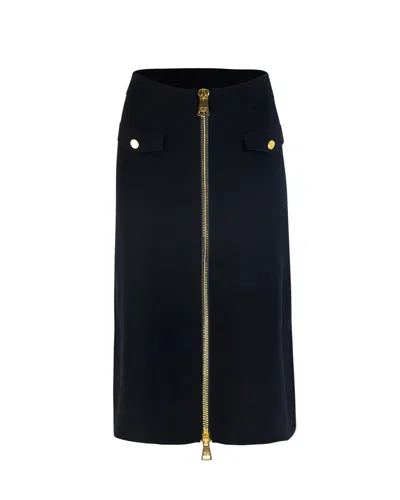 Elisabetta Franchi Gonna Midi In Viscosa Con Zip In Black