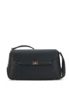 Elisabetta Franchi Graine-leather Shoulder Bag In Black