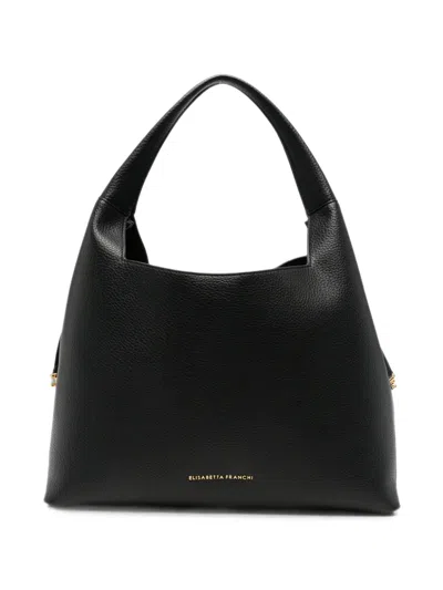 Elisabetta Franchi Grained-effect Zip-detail Shoulder Bag In Black