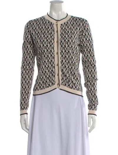 Pre-owned Elisabetta Franchi Graphic Print Crew Neck Sweater In Neutral