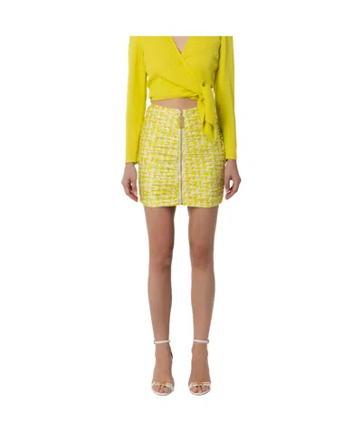 Elisabetta Franchi Graphic Printed Draped Mini Skirt In Yellow