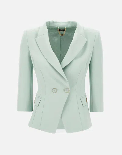 Elisabetta Franchi Daily Jacket: Water Green Double Breasted