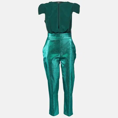 Elisabetta Franchi Green Bodysuit & Lurex Trousers Set