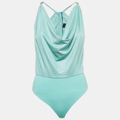 Pre-owned Elisabetta Franchi Green Jersey Bodysuit S