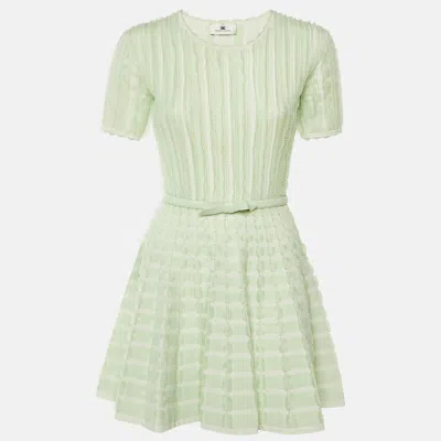 Elisabetta Franchi Green Knit Ruffled Mini Dress