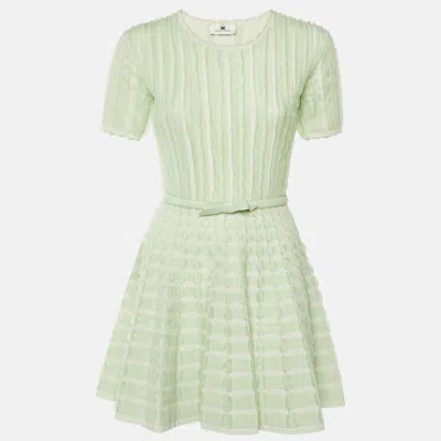 Pre-owned Elisabetta Franchi Green Knit Ruffled Mini Dress M