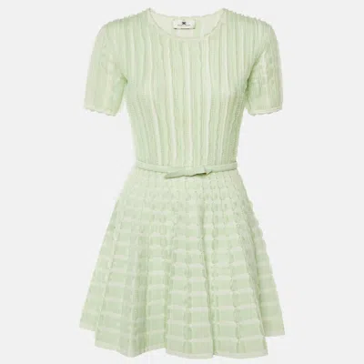 Elisabetta Franchi Green Knit Ruffled Mini Dress In Multi