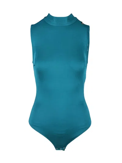 Elisabetta Franchi Green Viscose Elastane Bodysuit In Blue