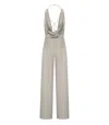 Elisabetta Franchi Pearl Grey Jumpsuit With Accessory In Grey