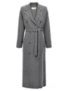 Elisabetta Franchi Double-breasted Knit Coat Coats And Trench Coats Gray In Gray