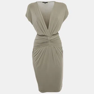 Elisabetta Franchi Grey Jersey Draped Short Dress In Gray