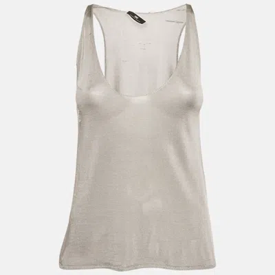 Elisabetta Franchi Grey Rib Knit Tank Top In Neutral