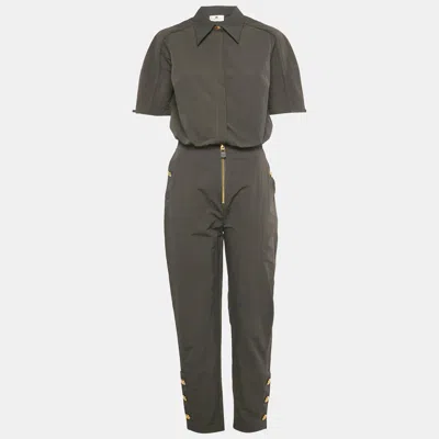 Pre-owned Elisabetta Franchi Grey Synthetic Crop Top & Trousers Set M In Gray