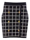 Elisabetta Franchi Black Jacquard Mini Skirt With Logo And Gold Buttons In Black