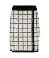Elisabetta Franchi Grid-patterned Buttoned Mini Skirt In Cream