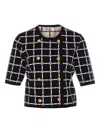 Elisabetta Franchi T-shirt With Geometric Pattern And Gold Buttons In Black
