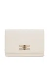 Elisabetta Franchi Cream-colored Bag With A Gold Chain Shoulder Strap In White