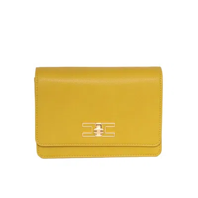 Elisabetta Franchi Groumette Chain Small Shoulder Bag In Yellow