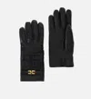 Elisabetta Franchi Crocodile Pattern Gloves Gold-tone Hardware In Black