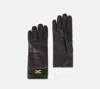 Elisabetta Franchi Crocodile-debossed Logo Gloves S In Brown