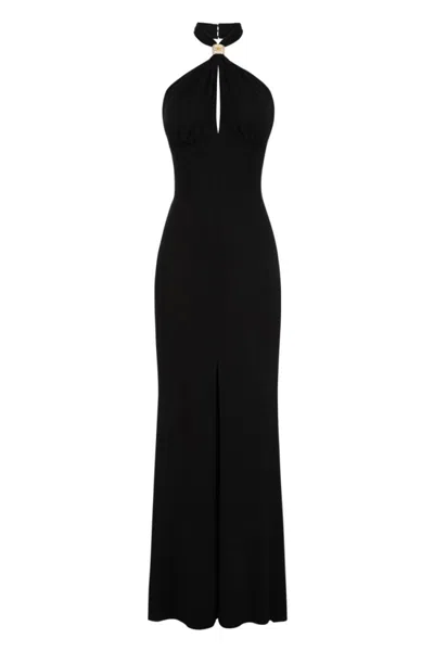 ELISABETTA FRANCHI ELISABETTA FRANCHI HALTER NECK DRESS WITH KEYHOLE DETAIL