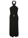 Elisabetta Franchi Lightweight Jersey Dress With Crossover Neckline In Black