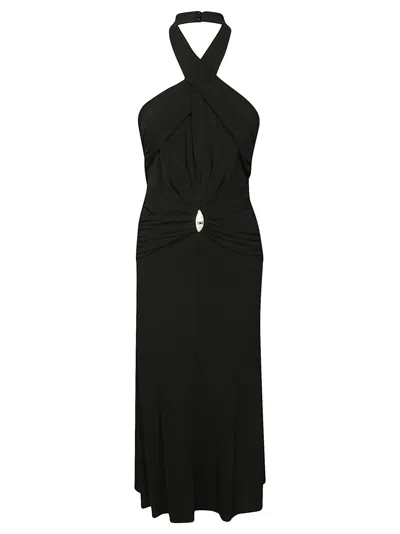 Elisabetta Franchi Halter Neck Jersey Evening Dress In Black