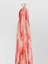 Elisabetta Franchi Halter Neck Maxi Length Printed Tie Detail