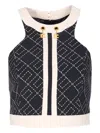 Elisabetta Franchi Charm Detail Crop Top With Geometric Pattern In Multi