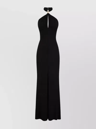 Elisabetta Franchi Halter Neckline Floor-length Dress With Backless Design In Black