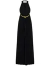 Elisabetta Franchi Velvet Dress With Deep V Neckline And Hood In Black