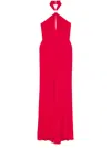 Elisabetta Franchi Halterneck Jersey Maxi Dress In Red