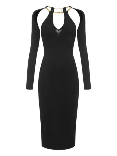 Elisabetta Franchi Halterneck Midi Dress In Black