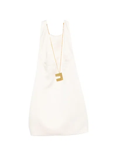 Elisabetta Franchi Halterneck Mini Dress In Neutral