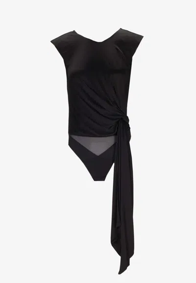Elisabetta Franchi Halterneck Sheer Bodysuit Top In Black