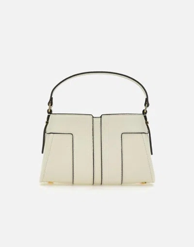 Elisabetta Franchi Hammered Vegan Leather Handbag In Butter