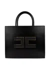 Elisabetta Franchi Structured Handbag With Prominent Logo Detail In Black