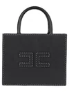Elisabetta Franchi Borsa Tote Nera Piccola Con Impunture A Contrasto In Black