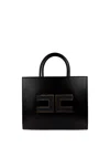 Elisabetta Franchi Structured Handbag With Prominent Logo Detail In Black