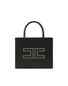 Elisabetta Franchi Structured Handbag With Prominent Logo Detail In Black