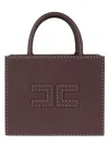 Elisabetta Franchi Small Leather-effect Handbag With Stitching In Brown