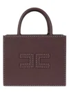 Elisabetta Franchi Small Leather-effect Handbag With Stitching In Brown